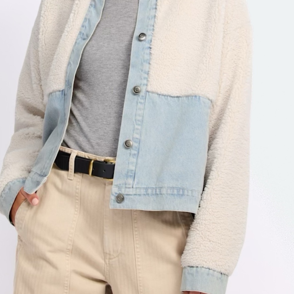 Thread & Supply Cream and Blue Sherpa Jacket - Picture 2 of 3